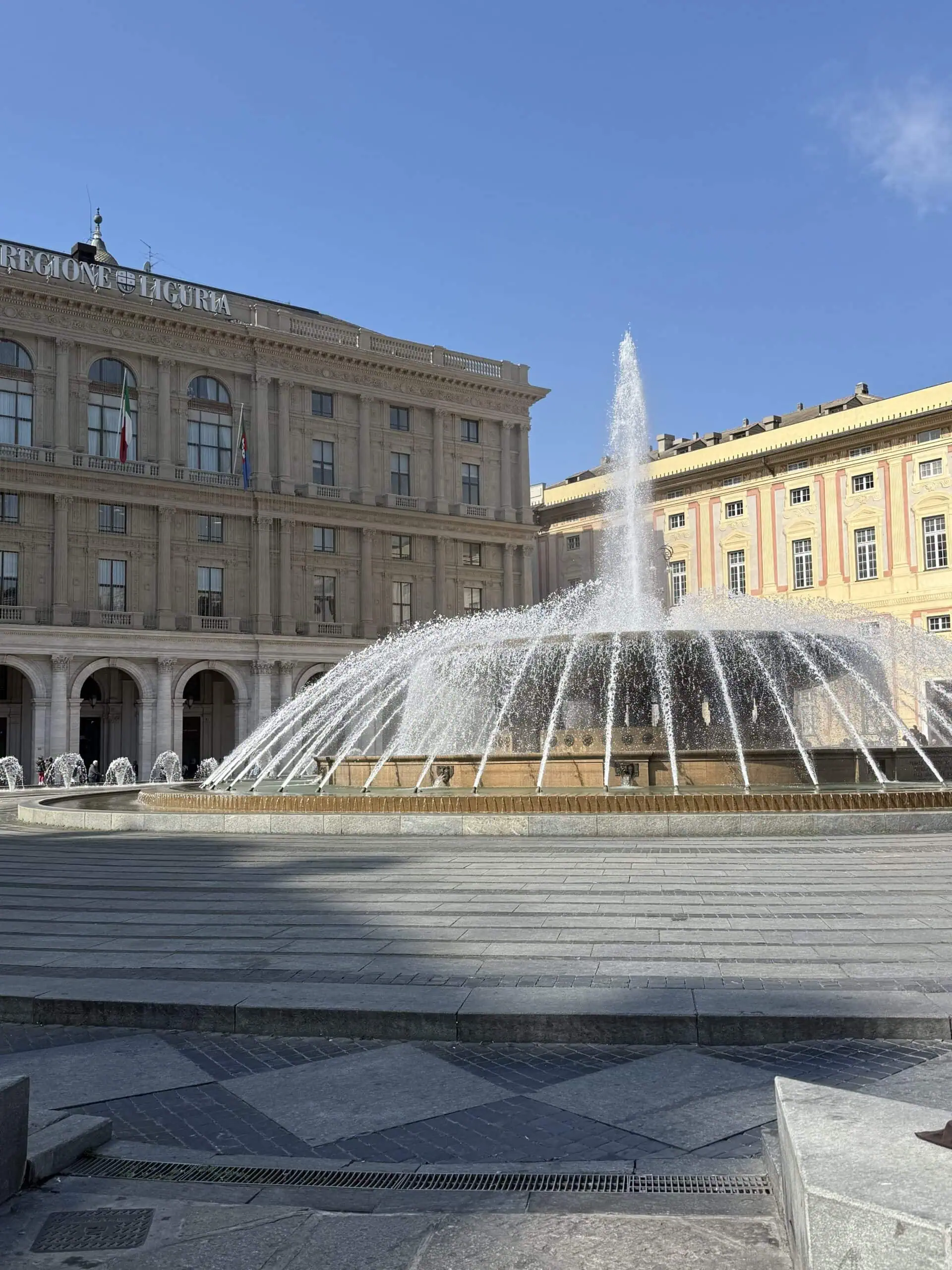 Piazza De Ferrari fountain in Genoa, Italy